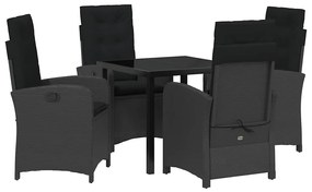 vidaXL Σέτ φαγητού για κήπο 5 pcs Μαύρο συνθετικό ρατάν