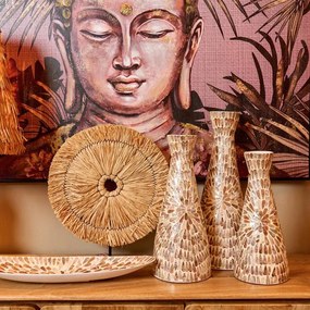 ΕΠΙΤΡΑΠΕΖΙΟ ΒΑΖΟ BAMBOO-ΚΟΧΥΛΙ TEAR DROP Fylliana FL03 ΜΠΕΖ-ΚΑΦΕ-ΛΕΥΚΟ ΧΡΩΜΑ 20x50εκ