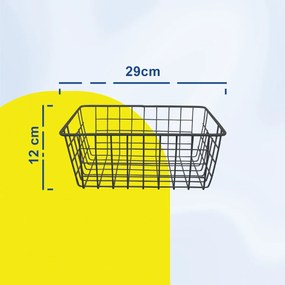 Μεταλλικό Καλάθι Αποθήκευσης 29x22x12cm Άσπρο ή Μαύρο - Μαύρο