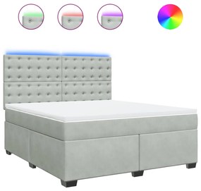 vidaXL Κρεβάτι Boxspring με Στρώμα Ανοιχτό Γκρι 180x200 εκ. Βελούδινο