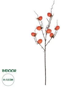 GloboStar® Artificial Garden ORANGE PERSIMMON FRUIT BRANCH 21438 Τεχνητό Διακοσμητικό Πορτοκαλί Κλαδί Λωτός Y83cm