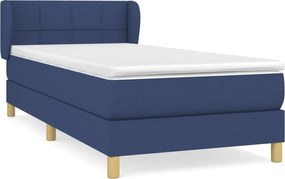 vidaXL Κρεβάτι Boxspring με Στρώμα Μπλε 90x200 εκ.Υφασμάτινο