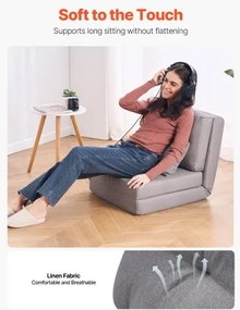 VEVOR Convertible Flip Chair with 5 Adjustable Position Floor Lazy Sofa Gray