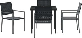 vidaXL Σέτ φαγητού για κήπο 5 pcs Μαύρο Ράτα PE