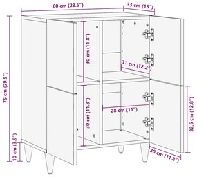 Συρταριέρα 60 x 33 x 75 εκ. από Μασίφ Ξύλο Μάνγκο 4017818