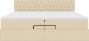 vidaXL Οθωμανικό κρεβάτι με στρώμα Cream 200x200 cm Ύφασμα