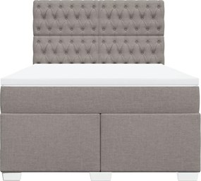 vidaXL Κρεβάτι Boxspring με Στρώμα Taupe 140x190 εκ. Υφασμάτινο