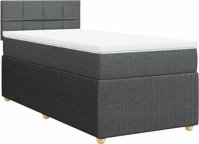 vidaXL Κρεβάτι Boxspring με Στρώμα Σκούρο Γκρι 90x190 εκ. Υφασμάτινο