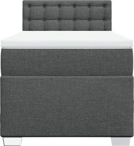 vidaXL Κρεβάτι Boxspring με Στρώμα Σκούρο Γκρι 90x200 εκ. Υφασμάτινο