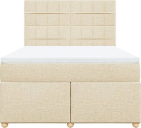 vidaXL Κρεβάτι Boxspring με Στρώμα Κρεμ 140x200 εκ. Υφασμάτινο
