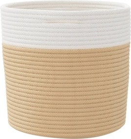 vidaXL Καλάθια Αποθήκευσης 2 τεμ. Μπεζ/Λευκό Ø28x28 εκ. Βαμβακερά
