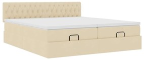 vidaXL Οθωμανικό Κρεβάτι με Στρώματα Κρέμα 200x200cm Ύφασμα