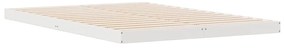 vidaXL Κρεβάτι δαπέδου Λευκό 140 x 210 cm Μασίφ ξύλο πεύκου