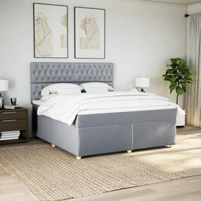 ΚΡΕΒΑΤΙ BOXSPRING ΜΕ ΣΤΡΩΜΑ ΑΝΟΙΧΤΟ ΓΚΡΙ 180X200 ΕΚ. ΥΦΑΣΜΑΤΙΝΟ 3291366