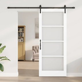 vidaXL Συρόμενη Πόρτα Χειροκίνητος Λευκό 86 x 211 cm Ξύλο και μέταλλο