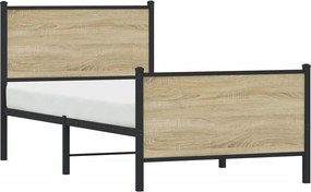 vidaXL Σκελετός Κρεβ. Χωρίς Στρώμα Sonoma Δρυς 75x190 εκ. Μεταλλικό