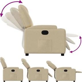 vidaXL Πολυθρόνα Ανακλινόμενη με Κρεμ Ύφασμα από Ύφασμα