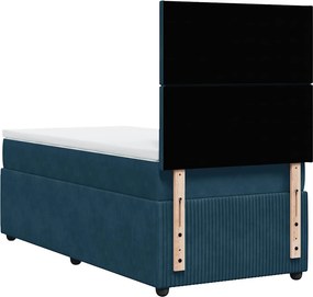 vidaXL Κρεβάτι Boxspring με Στρώμα Σκούρο Μπλε 90x190 εκ. Βελούδινο