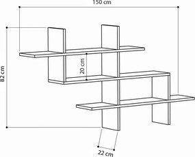 Ραφιέρα τοίχου Halic Megapap χρώμα ανθρακί 150x22x82εκ.