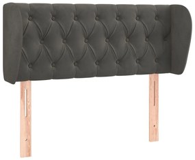 Κεφαλάρι με Πτερύγια Σκούρο Γκρι 93x23x78/88 εκ. Βελούδινο - Γκρι