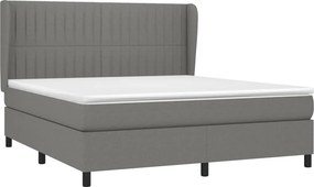 vidaXL Κρεβάτι Boxspring με Στρώμα Σκούρο Γκρι 180x200 εκ Υφασμάτιν