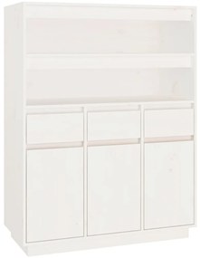 vidaXL Ντουλάπι Ψηλό Λευκό 89x40x116,5 εκ. από Μασίφ Ξύλο Πεύκου