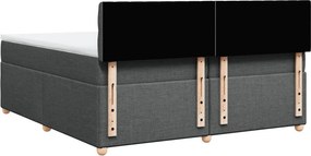 vidaXL Κρεβάτι Boxspring με Στρώμα Σκούρο Γκρι 200x200 εκ. Υφασμάτινο