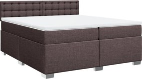 vidaXL Κρεβάτι Boxspring με Στρώμα Σκούρο Καφέ 200x200 εκ. Υφασμάτινο