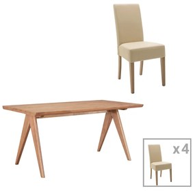 Intrahome Τραπεζαρία ROCKYA-Winslow I Intrahome σετ 5τμχ ξύλο rubberwood σε ανοιχτό καρυδί χρώμα 180x85x75εκ | SKU: INTRAPA-311112165