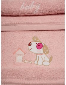 Σετ πετσέτες κεντητές Dog 07 Pink/Pink