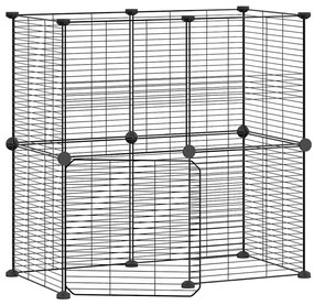 vidaXL Κλουβί Κατοικίδιων με 12 Πάνελ + Πόρτα Μαύρο 35 x 35εκ Ατσάλινο