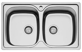 Karag BL 808 Νεροχύτης Κουζίνας Διπλός Inox Σατινέ Ανοξείδωτο Ατσάλι 800 x 480 mm