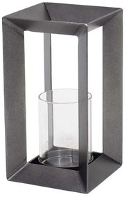 Βάση Ρεσώ Inside 032109 13x13x23cm Grey Μέταλλο,Γυαλί
