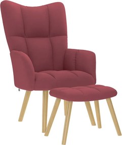 vidaXL Πολυθρόνα Relax Μπορντό Υφασμάτινη με Υποπόδιο