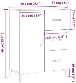 Ντουλάπι Γκρι Σκυροδέματος 69,5x34x90 εκ. Επεξεργασμένο Ξύλο - Γκρι