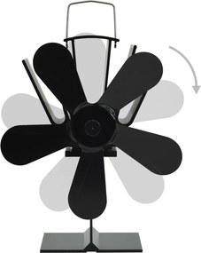 vidaXL Αερόθερμο Σόμπας Μαύρο με 5 Πτερύγια