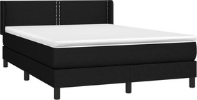 vidaXL Κρεβάτι Boxspring με Στρώμα Μαύρο 140x190 εκ. Υφασμάτινο