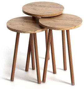 Βοηθητικά τραπεζάκια Roma Megapap από μελαμίνη χρώμα pine oak