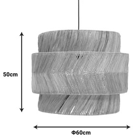 Φωτιστικό οροφής Zeniole Inart abaca σε φυσικό χρώμα Φ60x50εκ (1 τεμάχια)