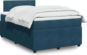 vidaXL Κρεβάτι Boxspring με Στρώμα Μπλε 120x200 εκ. Βελούδινο
