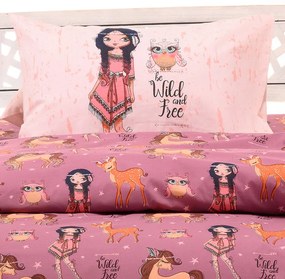 Ζεύγος Μαξιλαροθήκες (50x70) Melinen Kids Line Indian Girl Violet