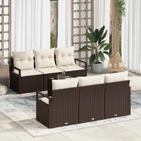 vidaXL Σετ Καναπέ Κήπου 7 pcs Καφέ, Κρέμα 55 x 55 x 37 εκ