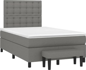 vidaXL Κρεβάτι Boxspring με Στρώμα Σκούρο Γκρι 120x200 εκ. Υφασμάτινο