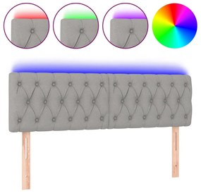 vidaXL Κεφαλάρι Κρεβατιού LED Ανοιχτό Γκρι 144x7x78/88 εκ. Υφασμάτινο