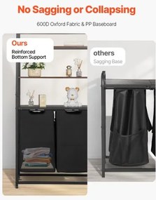 VEVOR 4 Tiers Laundry Sorter Tall Laundry Hamper with Shelves &amp; Hooks 2 Section