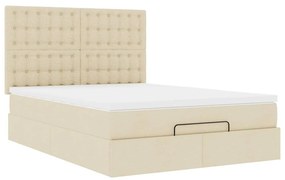 vidaXL Οθωμανικό κρεβάτι με στρώμα &amp; LEDs Cream 140x190cm Ύφασμα
