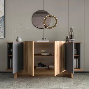 Μπουφές Aramos ανθρακί - oak 180x45x80 εκ. 180x45x80 εκ.