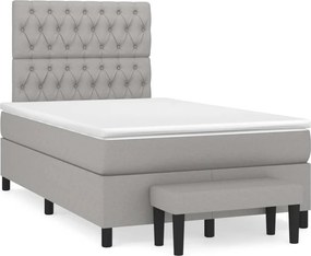 vidaXL Κρεβάτι Boxspring με Στρώμα Ανοιχτό Γκρι 120x200 εκ. Υφασμάτινο