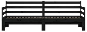Καναπές Κρεβάτι Συρόμενος Μαύρος 90 x 200 εκ. Μασίφ Ξύλο Πεύκου - Μαύρο