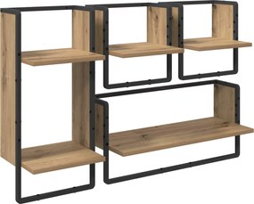 vidaXL Σετ ραφιών τοίχου με ράφι 4 pcs Artisan Oak 65 x 25 x 30 cm